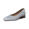Fashion French Single Women's Summer Cutout Breathable Square Toe Kitten Heel Block Heel Sandals
