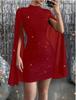 Women's Round Neck Stretch Dress Color Slim-Fit Dress