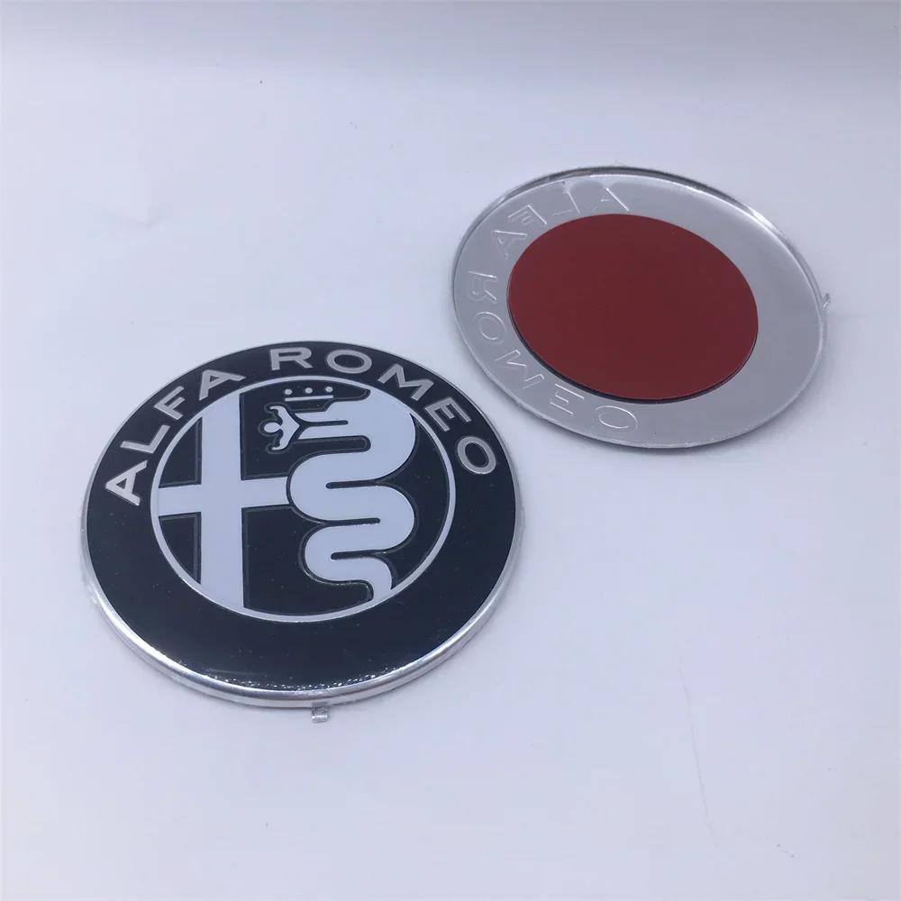 Car Stickers For Alfa Romeo For Alfa Romeo 147 159 74mm Car Front Grill Emblem Giulietta GT Covers Cent New black/Gold/Black Sil