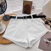 2026 Women's High Waist A-Line Denim Shorts: Slimming, Versatile, Wide Leg, Rolled Hem, Korean Style.