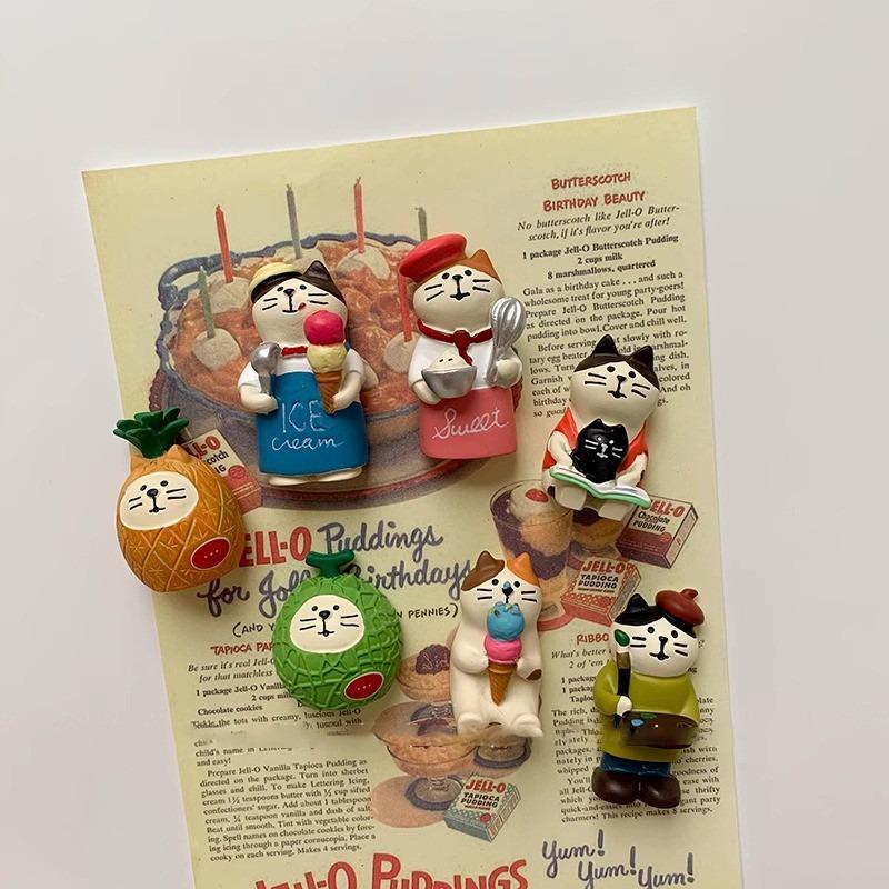 Милая наклейка на холодильник с кошкой, продуктовый zakka, хлеб, кофейня, декоративный подарок, магнитный, высокая ценность, украшение для холодильника