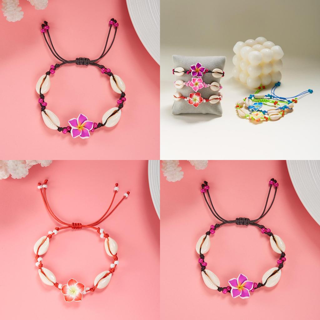 Summer Fashion Handmade Flower Bead Anklet With Adjustable Woven Design For Women