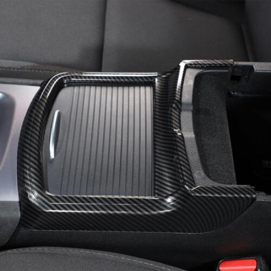 Car Front Cup Holder Cover Trim For Dodge Charger 11-23 Accessories Carbon Fiber