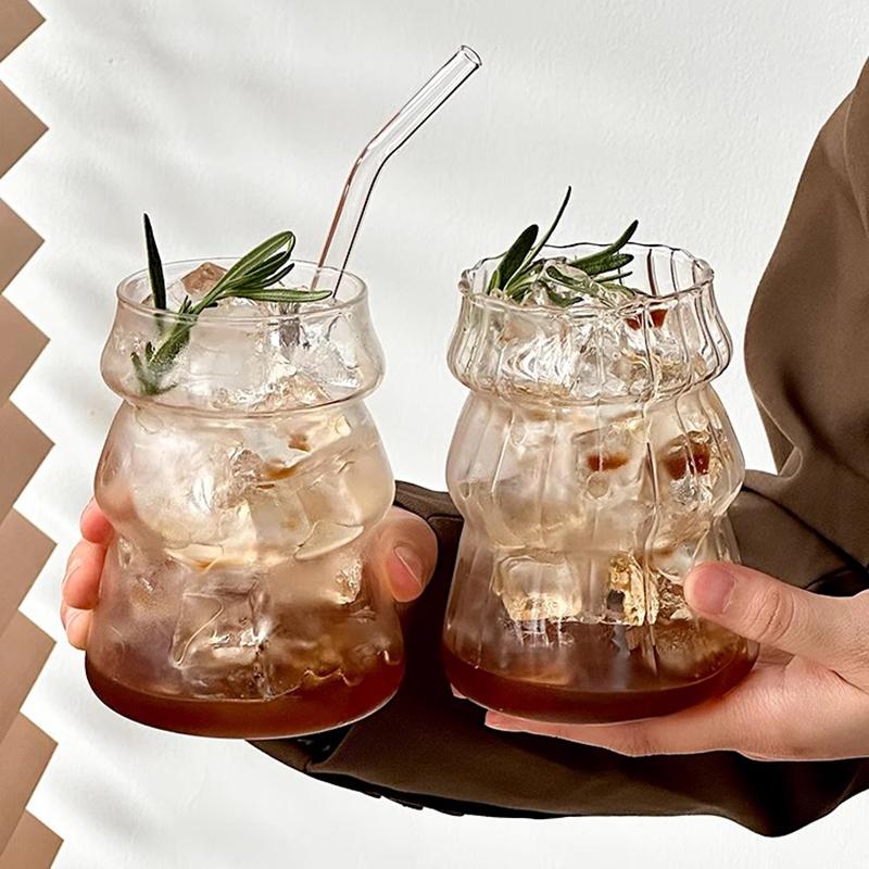 Cold Coffee Cups Iced Coffee Cups Glass Water Cup Coffee Mug Glass Drinkware Water Bottle Aesthetic Glass Cup Desk Accessorie