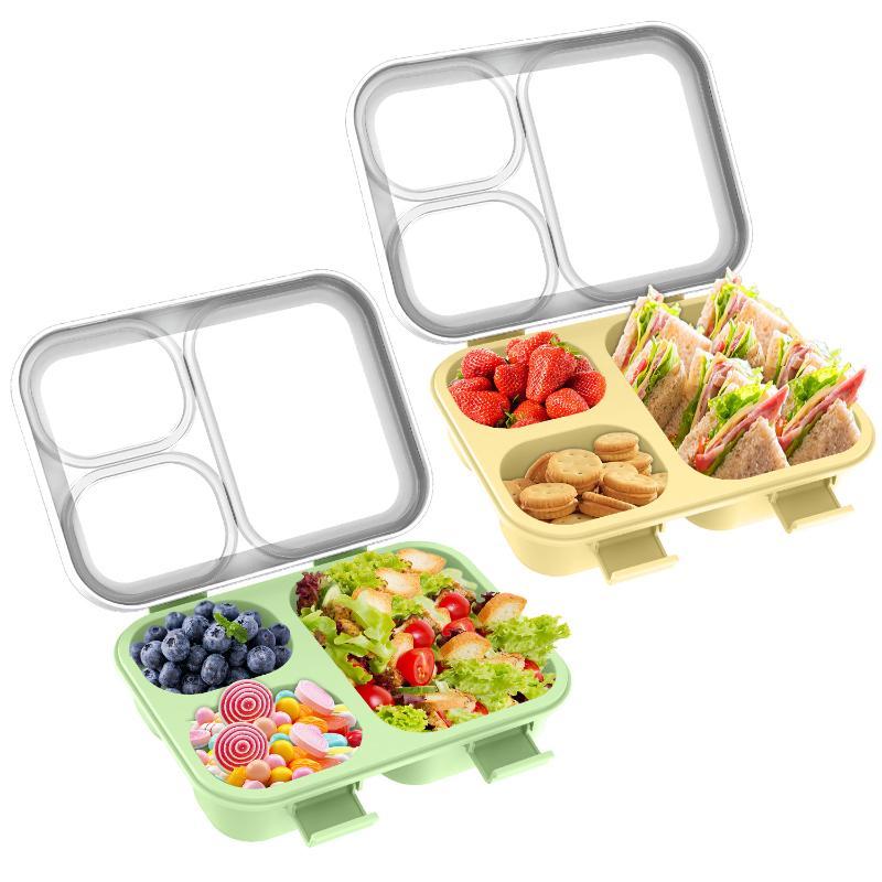 Bento Lunch Box Leak Proof 3 Compartments Portable Food Storage Box for Kids School Office Outdoor Picnic