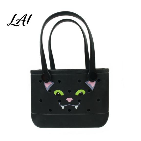 Cute Halloween Printed Handbag Tote Bag Waterproof Beach Reusable Grocery Tote Large Capacity Shopping Cat Shoulder Bag for Women Daily Use Holiday