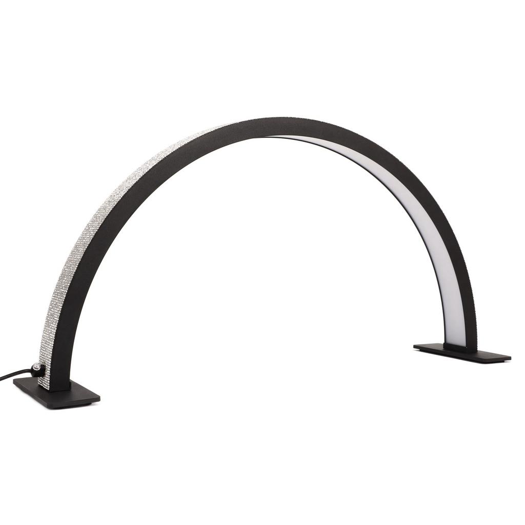 22-дюймовая 300-ваттная черная настольная лампа в форме полумесяца с декоративными стразами 3000K‑6000K 3-цветная бесступенчатая регулировка