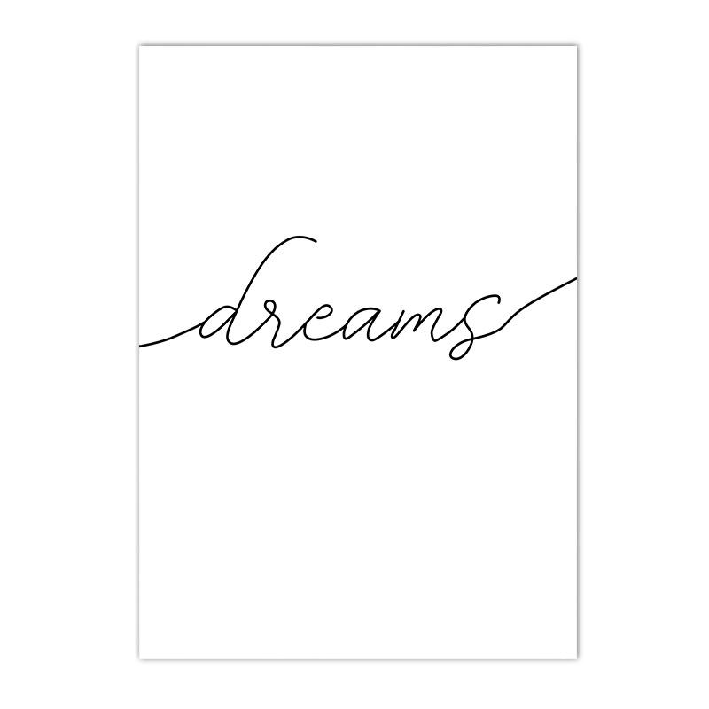 Черно-белый принт с цитатами «Сладких снов», настенное искусство для детской, холст, постер, минималистичная живопись с линиями и сердцем, домашний декор, настенные картины