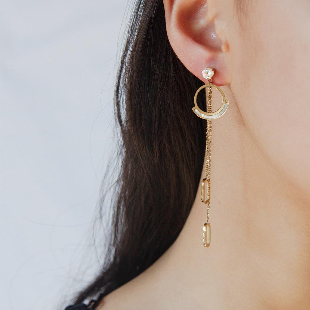 Серьги Ветер Моды Длинные Сказочные Полностью Белая Ракушка Нержавеющая Сталь Уши Бахрома Висячие Титановая Сталь