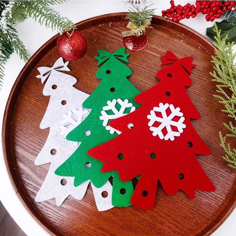 4/20PCS Christmas Fork Knife Covers Cutlery Holders Xmas Tree Pocket Tableware Holder Bags Home Party Dinner Table Felt Decor