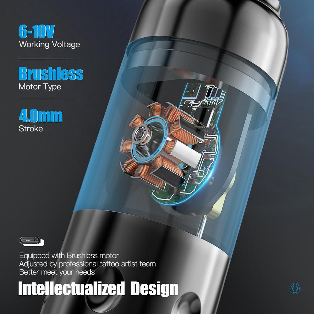 Мачта, роторная машина для татуировки, ручка, бесщеточный двигатель, длина хода 4,0 мм, RCA, подключение для всех стилей татуировки