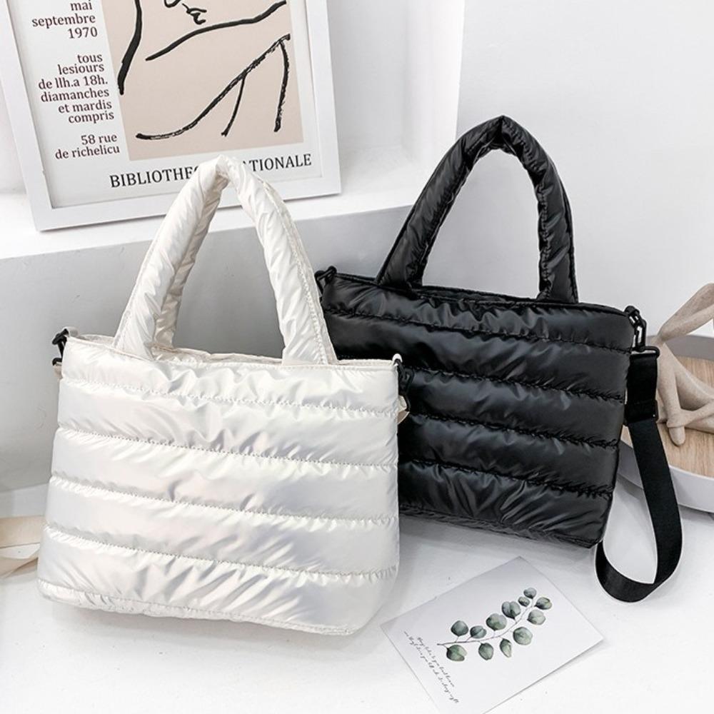 Большая вместительная стеганая сумка-тоут в корейском стиле из хлопка и пуха Сумка через плечо Cloud Shopping