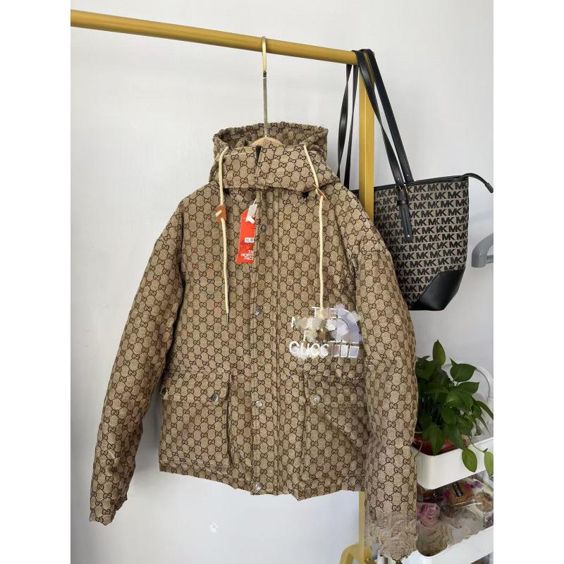 Men's Plaid Thickened Winter Down Jacket with Stand Collar