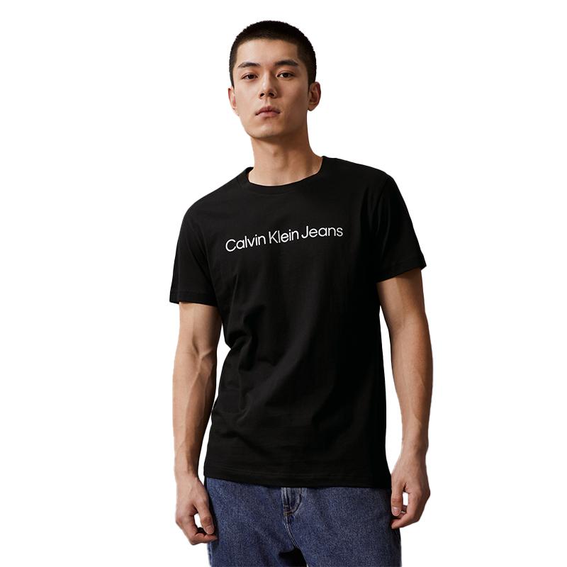 Calvin Klein Классическая дышащая футболка с коротким рукавом и принтом букв, унисекс, черная J323261BEH