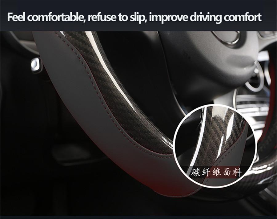 Модный спортивный чехол на руль из хрустального углеволокна, чехол на руль автомобиля, нескользящая кожаная оплетка для руля