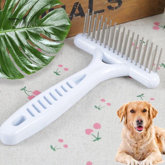 Pet Comb Stainless Steel Double Row Design Pet Grooming Rake Brush Short And Long Hair Shedding Brush for Dog