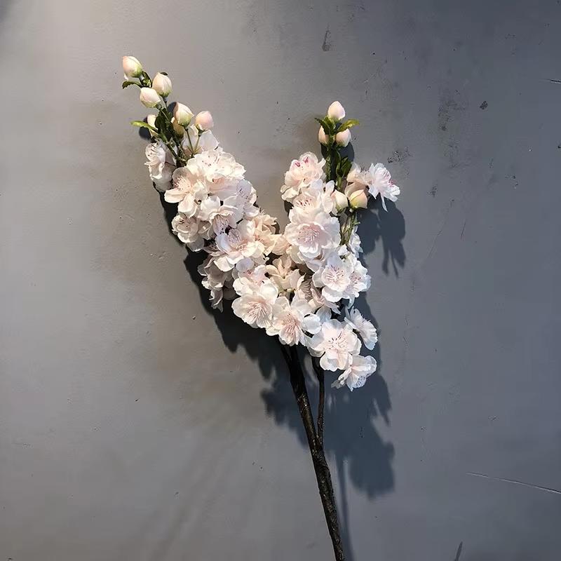 Искусственные белые розовые шелковые цветы сакуры ветка стебель цветущей вишни для свадебного украшения дома