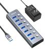 RayCue USB 5Gbps USB with Independent AC Space 3.0 Hub, 7-Port, High-Speed Expansion, Compact, Self-Powered/Bus-Powered, Switch, 5V/3A Adapter,