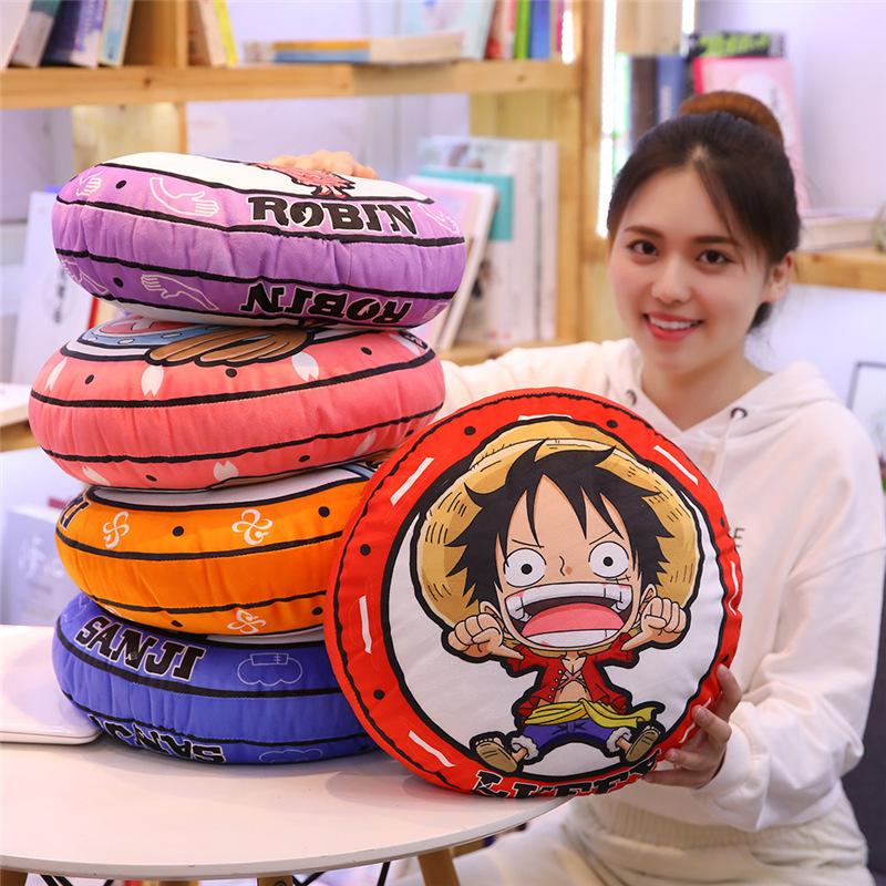 Новая круглая подушка One Piece Аниме Периферия Луффи Чоппер Двусторонняя печать Подушка для сна Подушка Декор для комнаты Дивана Подарок