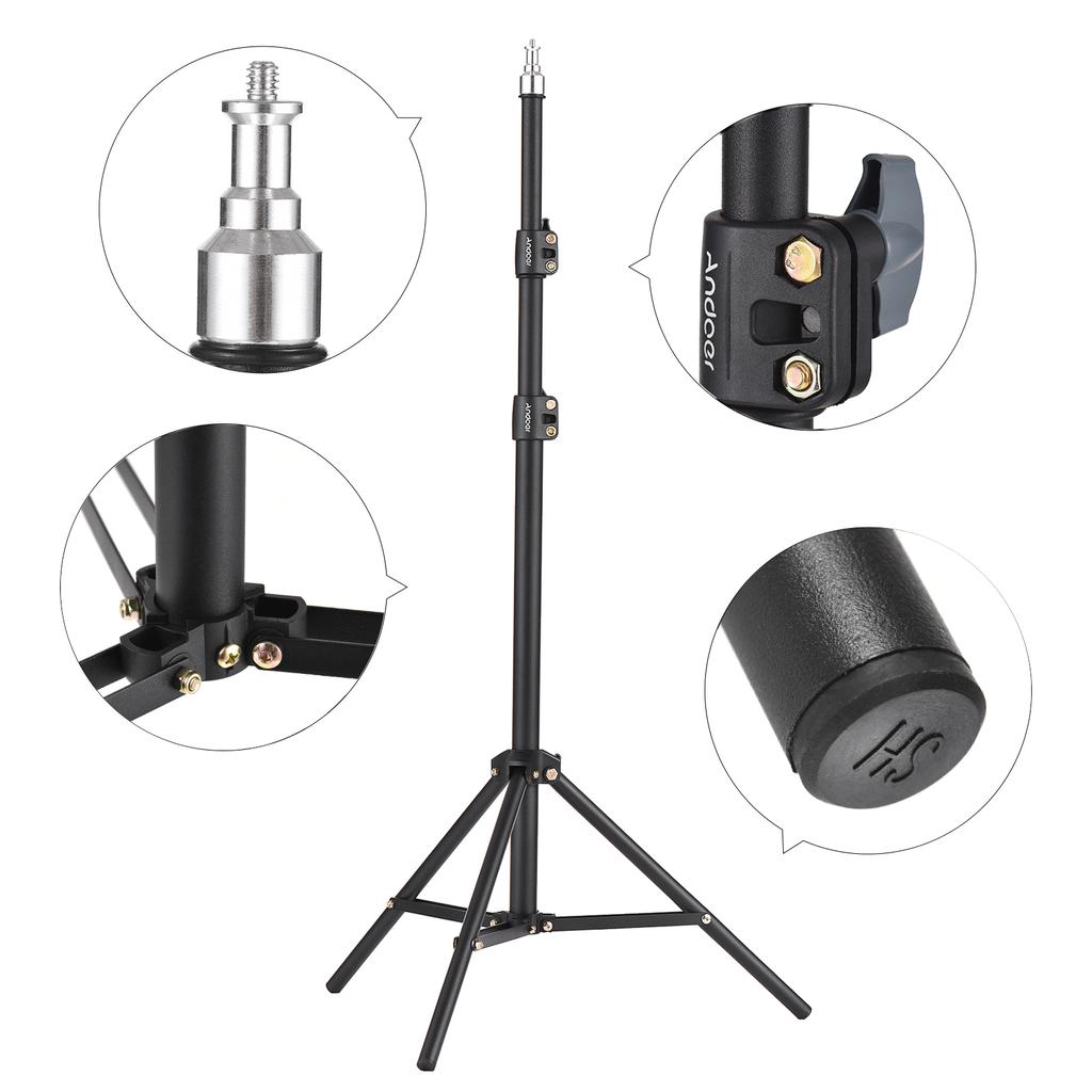 Andoer Портативный металлический светильник 210 см/83 дюйма, сверхмощный регулируемый штатив для фотосъемки, 1/4