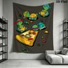 Turtles Pizza Party Tapestry Wallmounted Background Cloth Wall Covering Decoration Homestay Soft Decoration Tapestry Wall Decoration