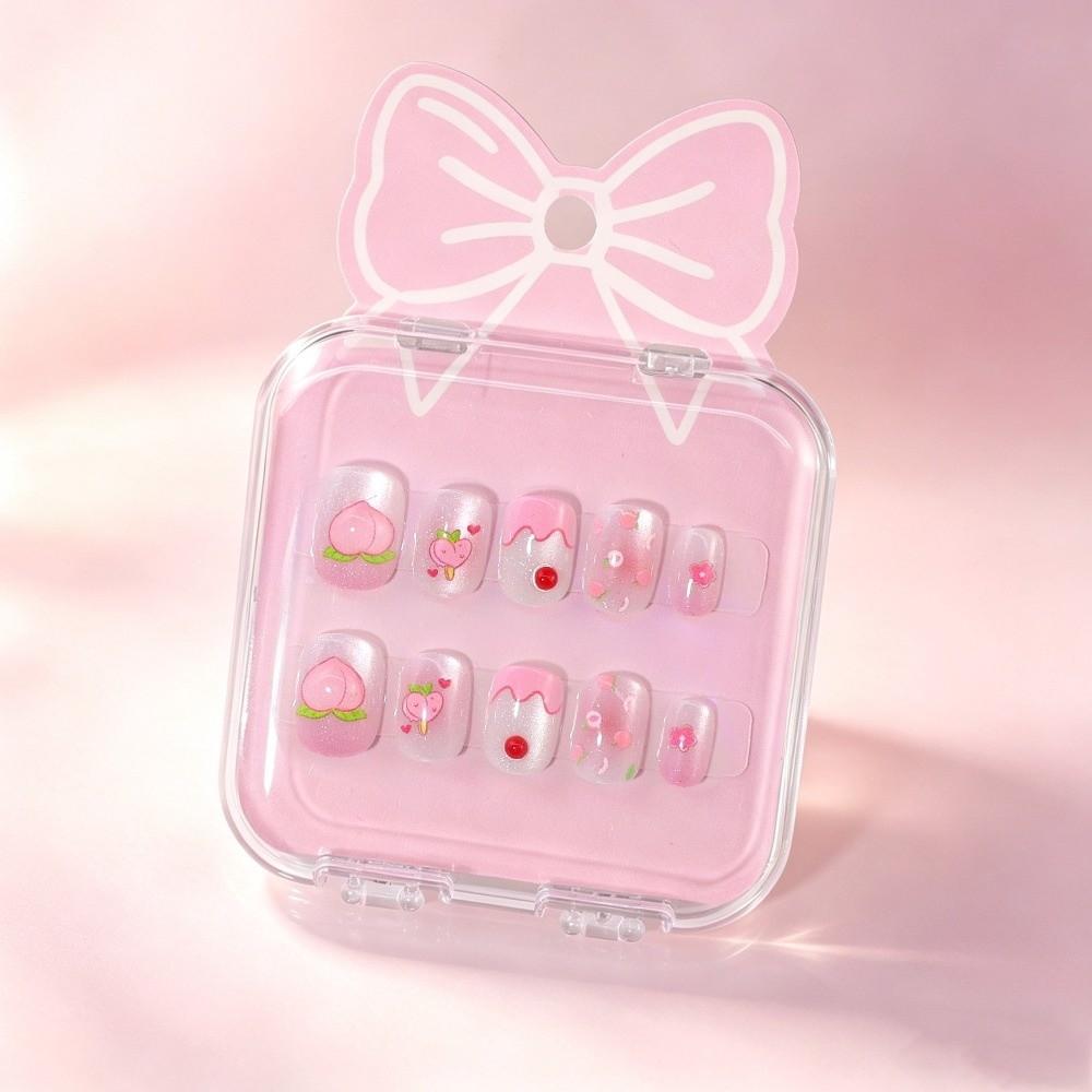 Cat's Eye Press On Nails Short Nail Tips New Nail Stickers Children Wearing
