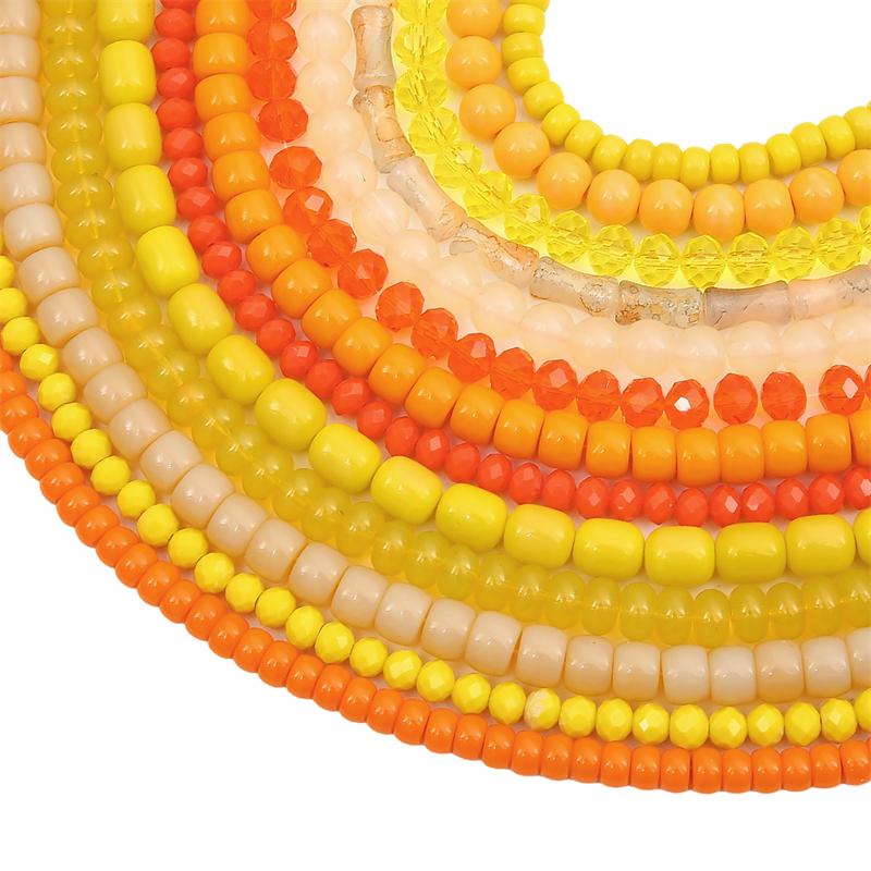 20Pcs Crystal Glass Beads Sunshine Color Loose Space Beads for Bracelet Necklace DIY Jewelry Craft Making Accessories