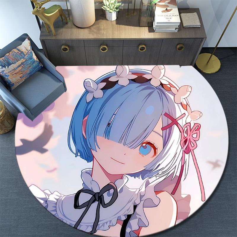 Круглый ковер ReZero, Ковер для гостиной, спальни, дивана, игровой комнаты, Декор, Нескользящий коврик для пола