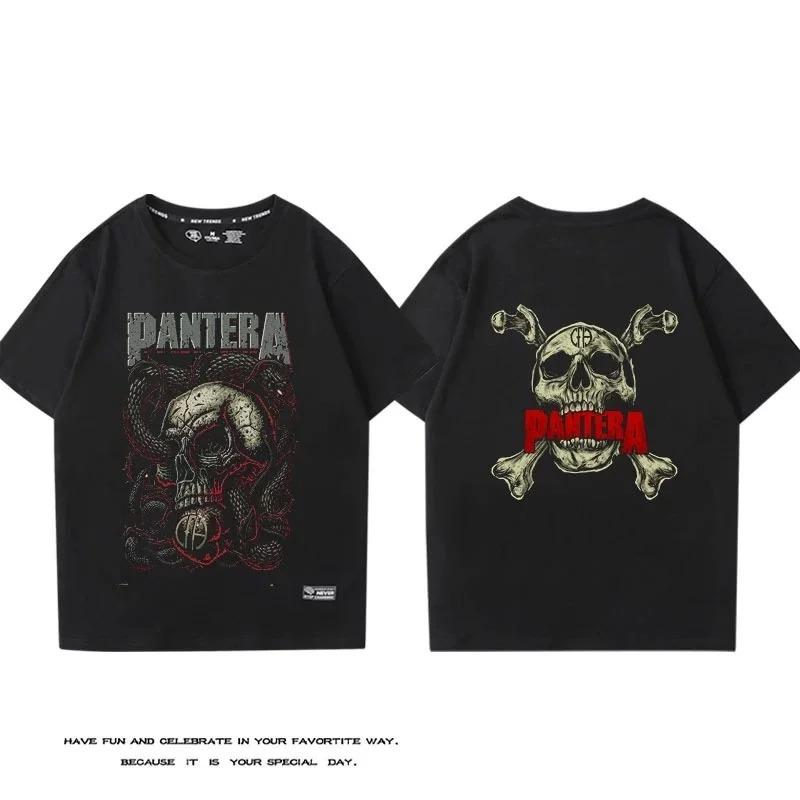 PANTERA Pandora Band Short Sleeved T-shirt Men's Cotton Loose Hard Core Heavy Metal Rock Band Surrounding Half Sleeves