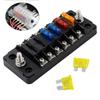 6 Way Fuse Block Blade Box with Negative Bus,6 Circuit Fuse Holder Block W/Negative Bus,Waterproof Protection Cover Sticker Labels for Automotive Etc.