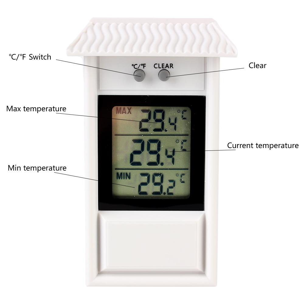 Внутренний наружный для дома сад теплица ЖК-электронный термометр датчик погоды датчик макс мин цифровой дисплей экран