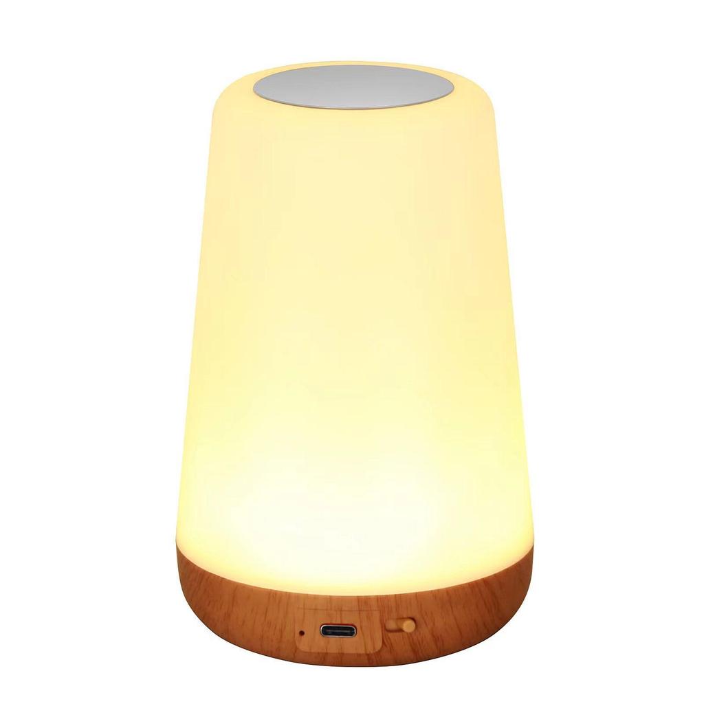 Rechargeable RGB Wood Grain Night Light with Remote - Creative Bedside Lamp