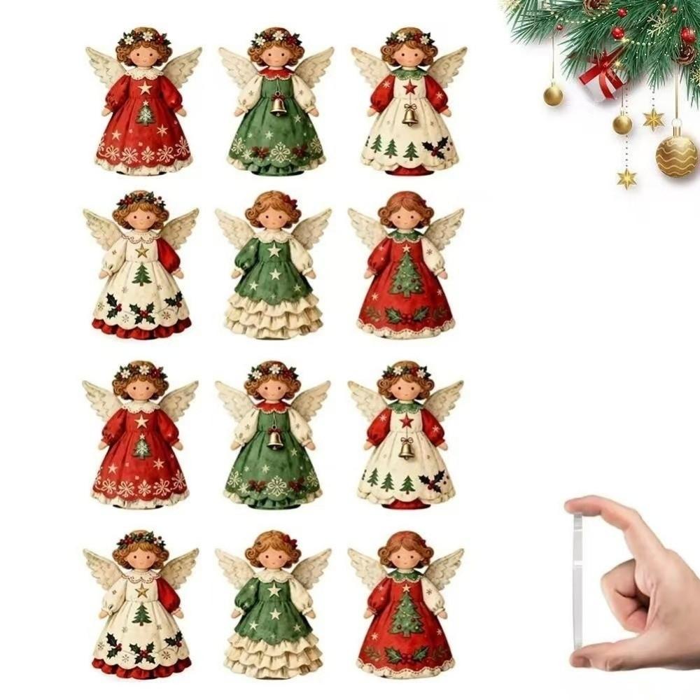 12pcs Colorful Design Christmas Hanging Wooden Xmas Decor Sweet Girl-Shaped Pendant  New Year Gift