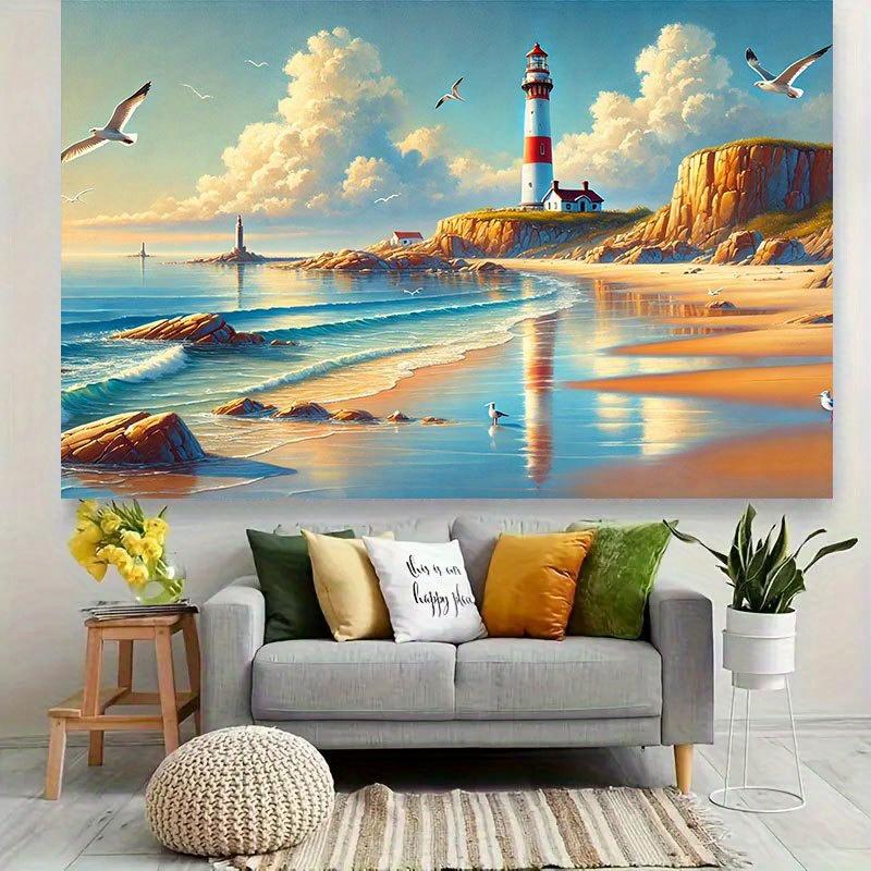 1 item Lighthouse Seagull Sun Beach Party Banner Wedding Birthday Decorations Celebration Background Cloth