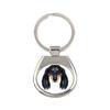 Dachshund Long-haired, Wiener Dog, Badger Dog - Geometric Keychain with a Photo and the Inscription