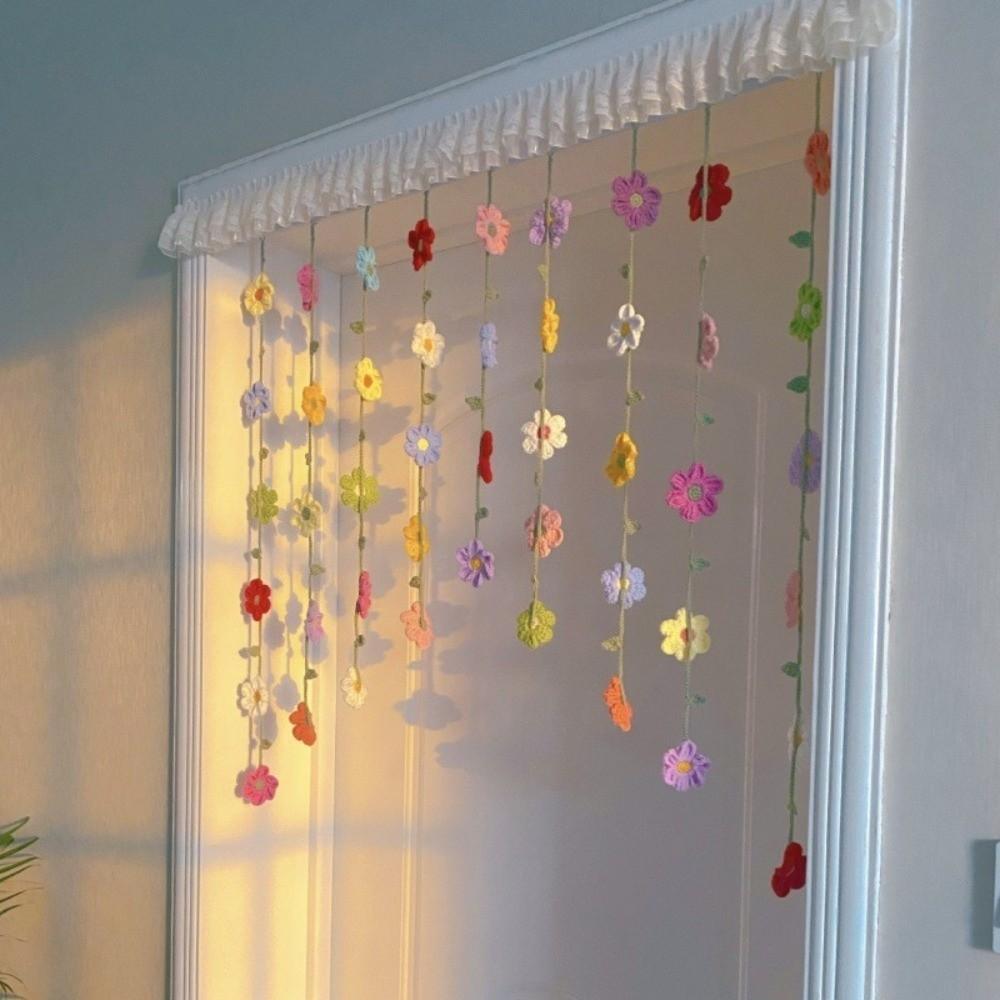 9pcs Colorful Flowers Artificial Flower Curtain Hanging Room Decorative Curtain Bedroom Decoration