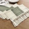 1pc Macrame Style Bicolor Stitching Table Runner, Boho Table Runners Long, Farmhouse Woven Home Decor For Restaurant