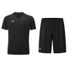 Under Armour Узор логотипа повседневный бег свободный крой короткий рукав джерси повседневный спортивный комплект унисекс спортивный комплект черный 21500524-001+24500204-001