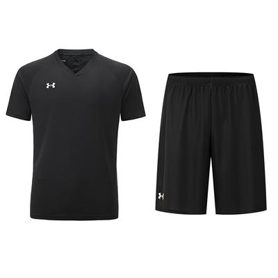 Under Armour Узор логотипа повседневный бег свободный крой короткий рукав джерси повседневный спортивный комплект унисекс спортивный комплект черный 21500524-001+24500204-001