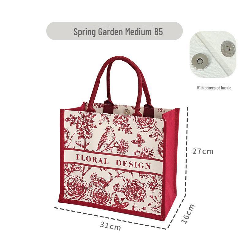 Large 3D Floral Canvas Tote with Custom Ribbon - Ideal for Corporate Promotions