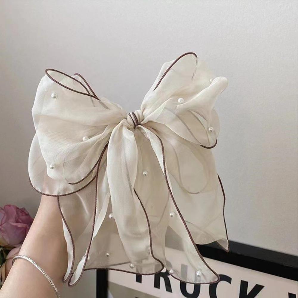 Chiffon Bow Hairpin Net Yarn Bowknot Hairpin Elegant Bow Hair Clip  Women