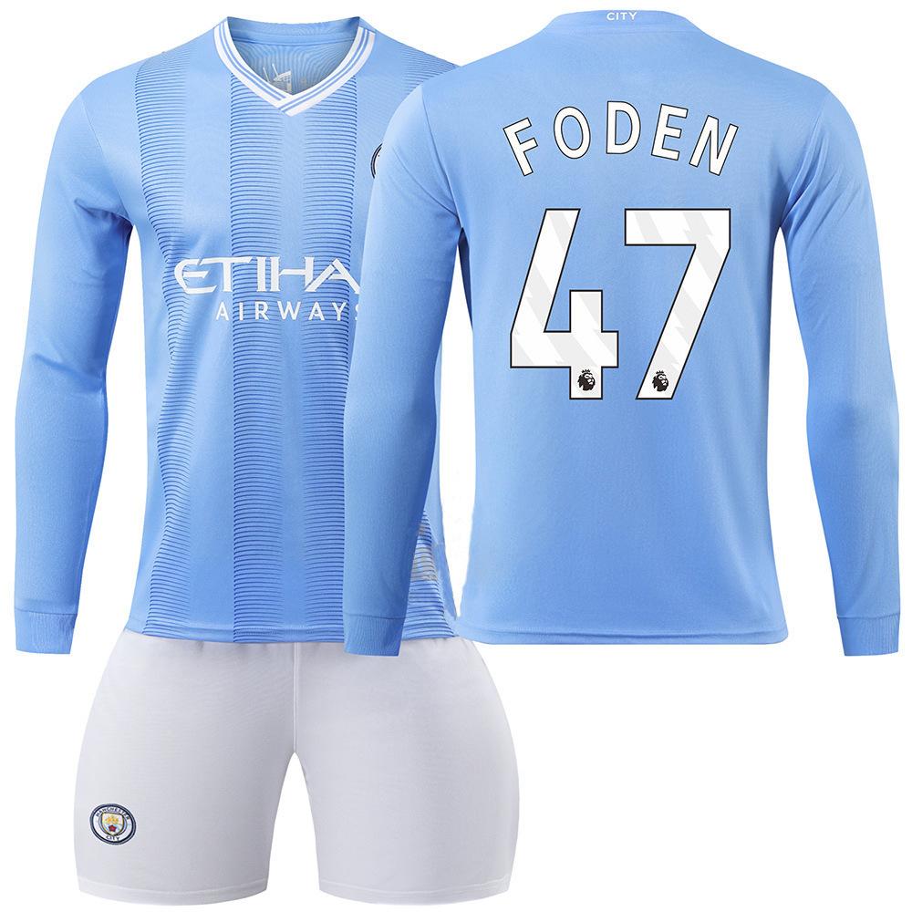 2324 Manchester City football jersey, long-sleeved suit, training jersey, club team jersey, appearance jersey, fan version, quick-drying.