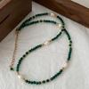 Malachite Pearl Necklace Women'S Green Retro Temperament Stacked High-End Collarbone Chain Accessories Light Luxury Elegant Neck Chain