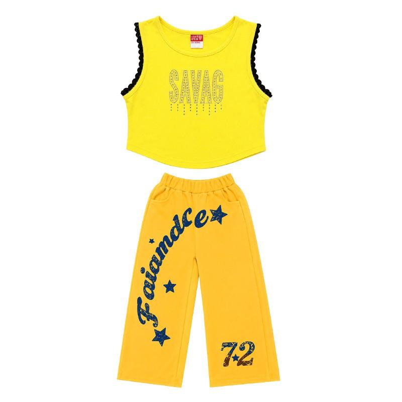 Girls Jazz Dance Outfit Hip Hop Streetwear Short Sleeve Performance Costume Kids Fashion Show