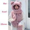 Bear Hat Scarf One-piece Female Cute All-match Winter Thickening Warm Plush One-piece Hat