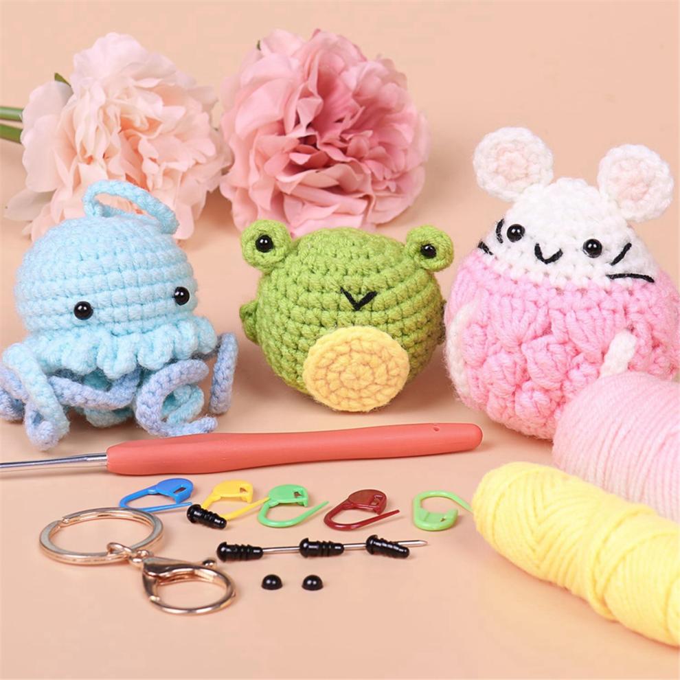 Set of 3 Crochet Kit for Beginners with Step-By-Step Video Tutorials Crochet Animal Kit for Kid and Adults