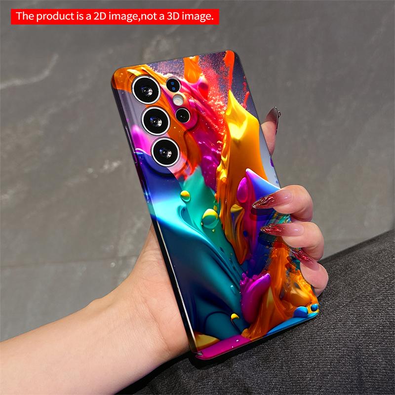 2DFlat Samsung phone case Vibrant Liquid Splash Phone Case Applicable to Galaxy S23 S24 S25ULTRA S26 A12 A14 A15 A16 A54 A55