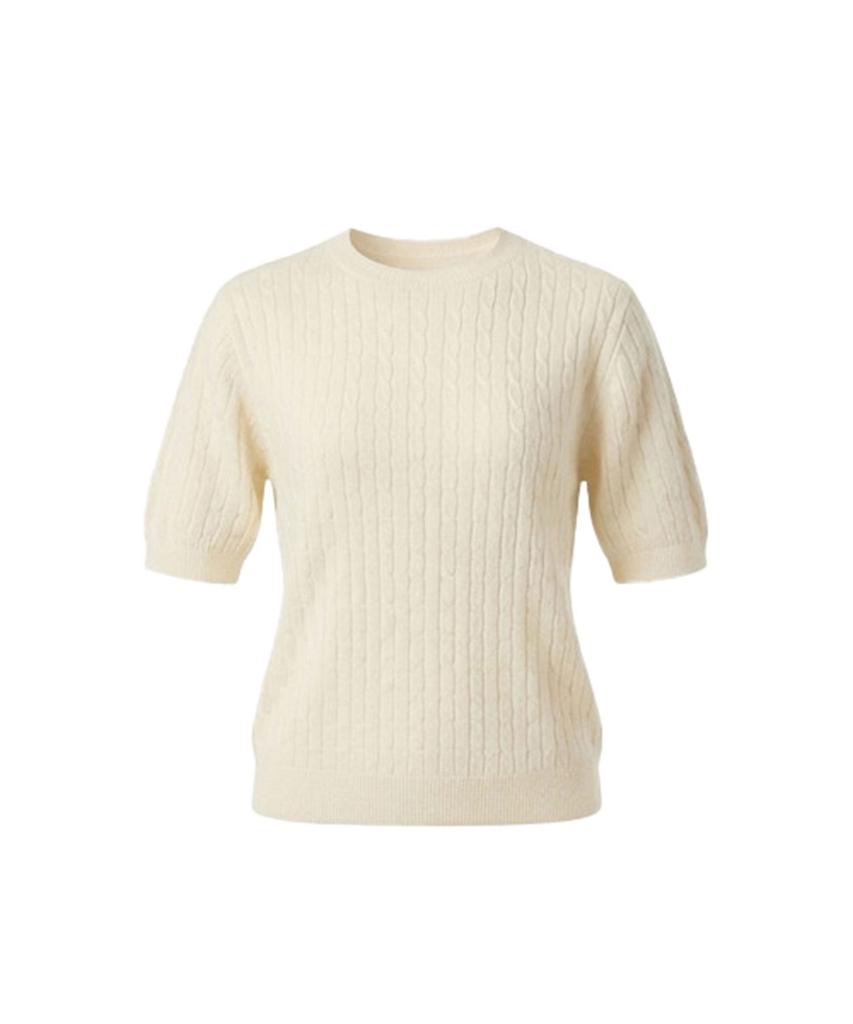 Baseukala Вязаный топ с коротким рукавом, круглый вырез (5Colors)