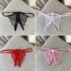 Women Panties Lace Open Crotch See-through Bow-knot Decor Solid Color Thongs G-string Lady Low Waist Thin Intimate Women Underwear