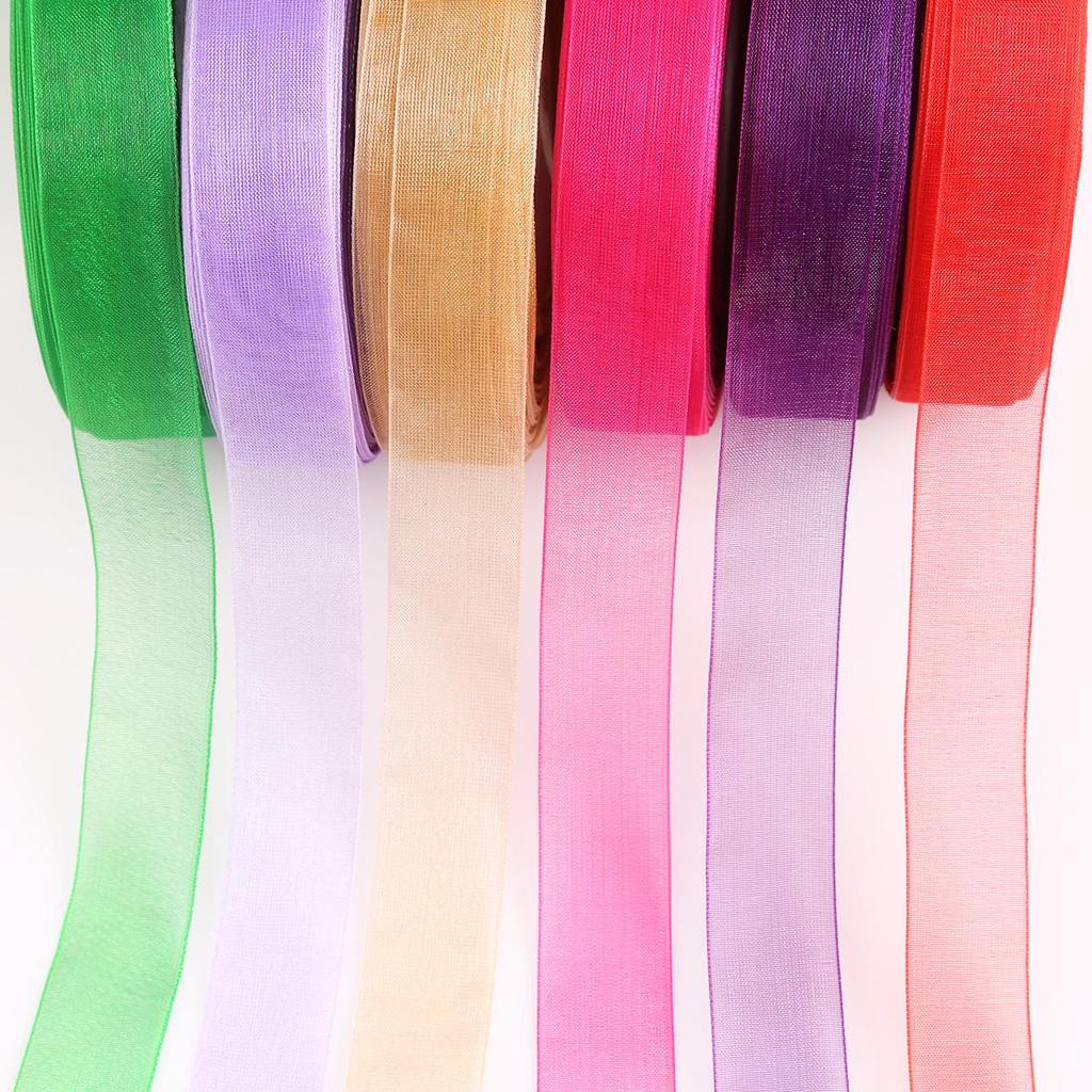 Satin Edge Sheer Organza Ribbon Bow Craft 20mm Chiffon Roll Sewing Fabric Accessorie Gift Wrap